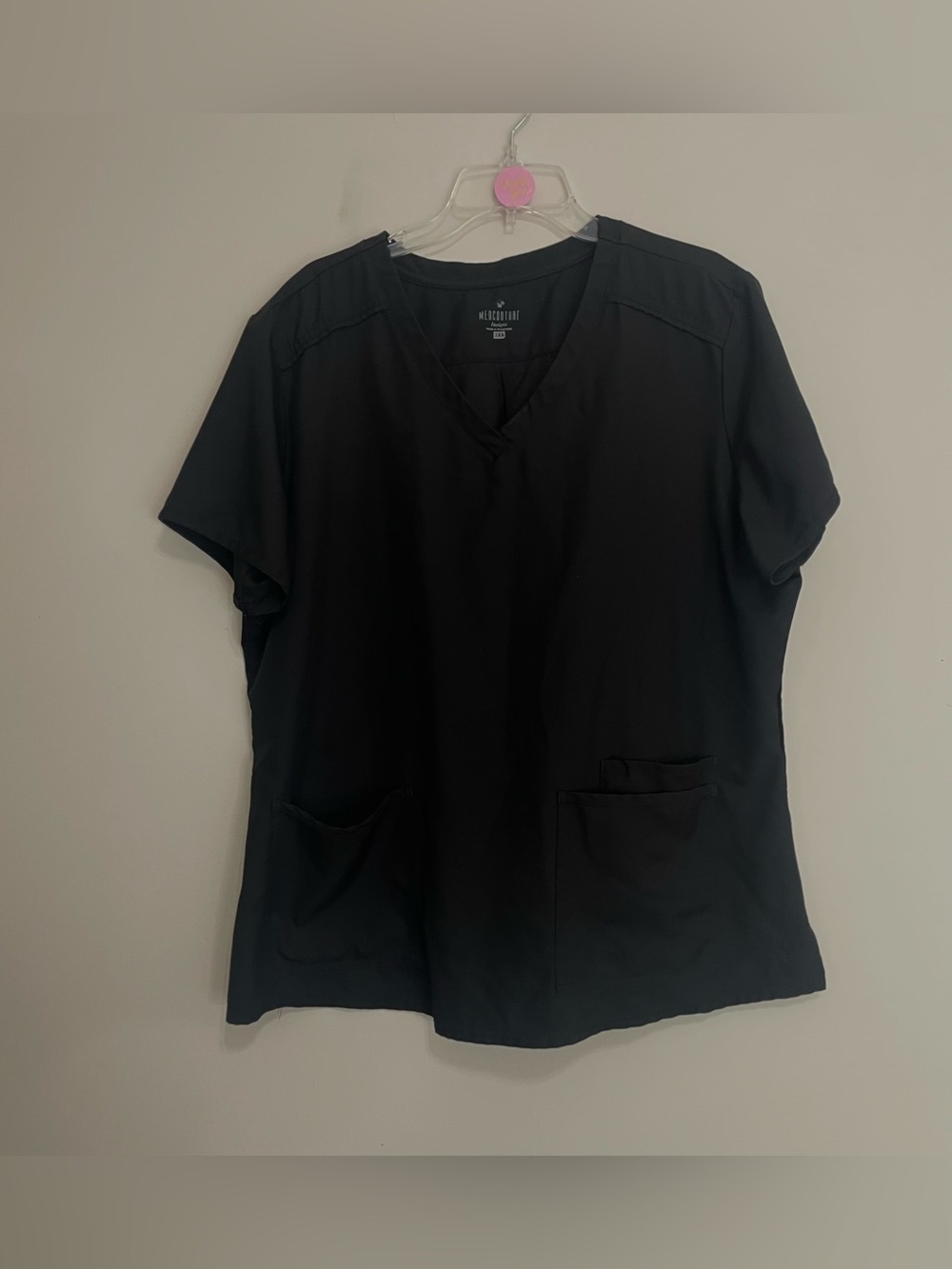 Insight Black V-Neck Short‎ Sleeve Scrub Top~ Size 2XL~ Medical Staff